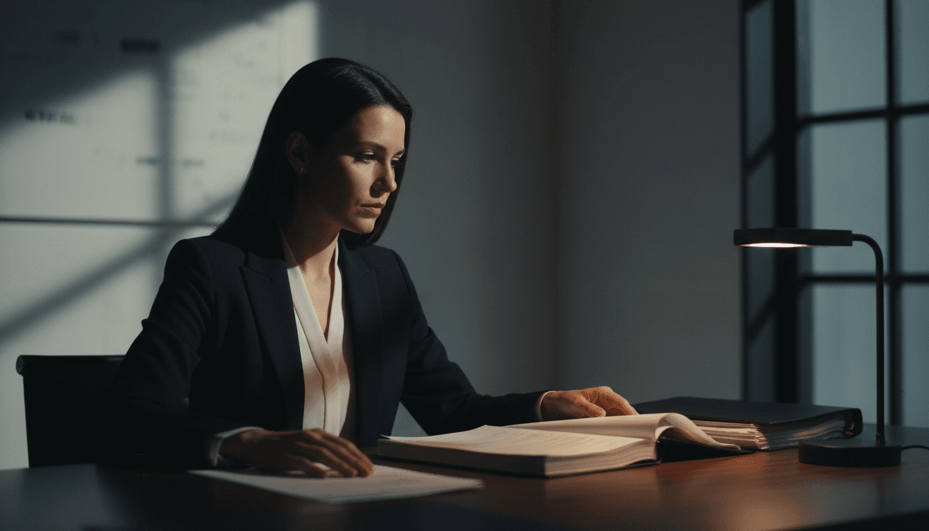 Professional assessing dismissal case documentation