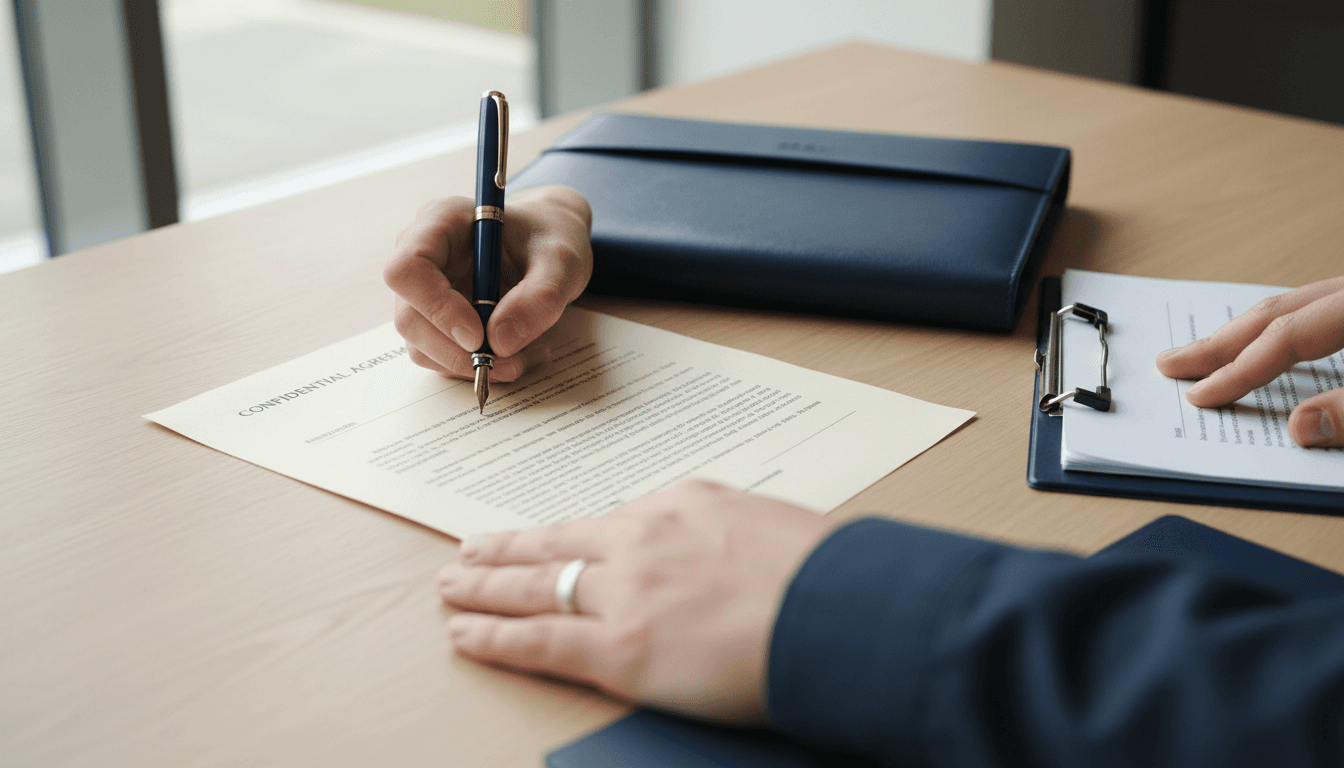 Employment contract being signed at a professional desk